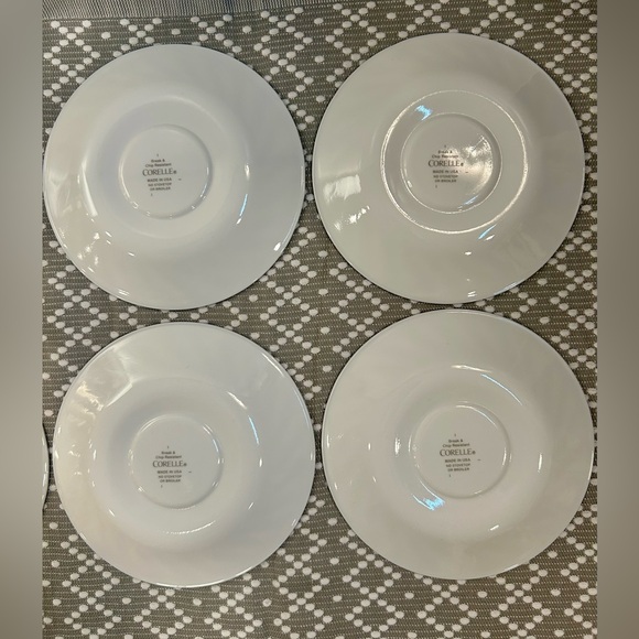 Set of 6 CORELLE Gray Band White Swirled Saucer Plates - Break & Chip Resistant - Picture 7 of 13